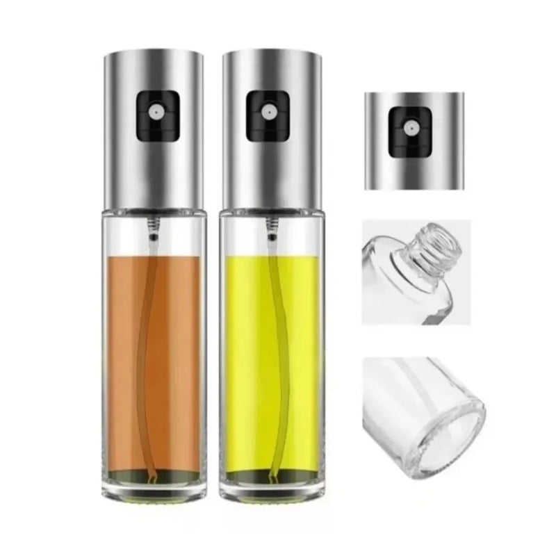Kit Spray Pulverizador Borrifador Azeite Vinagre Vidro Compacto Prático Cozinha Controle Dosagem Higiene Versátil Econômico