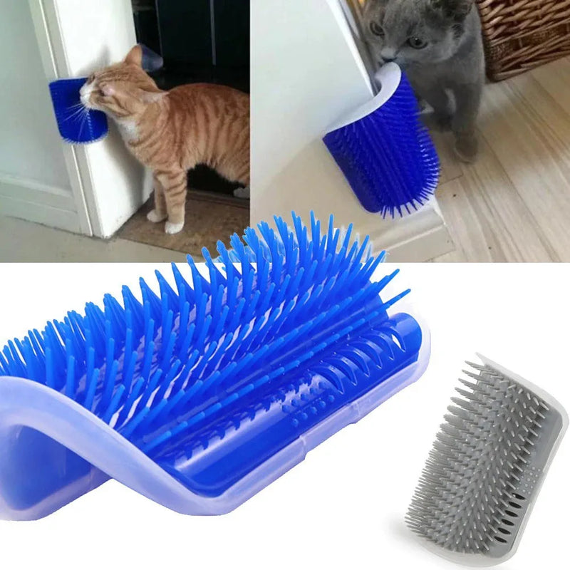 Escova Massageadora Tira Pelos Gato Coçador  Quina de Parede Pet Com Catnip Brinquedo