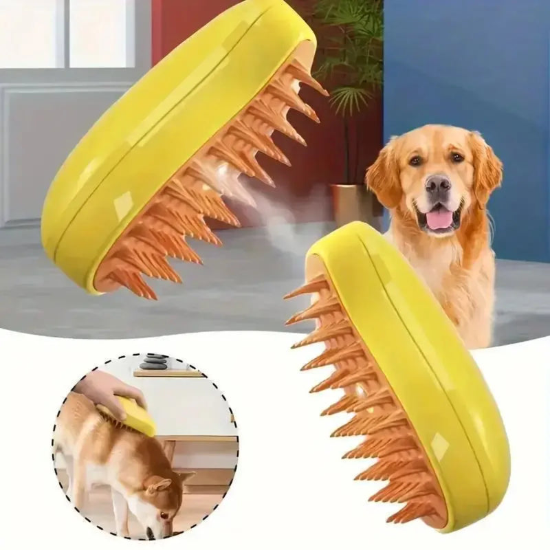 Escova a vapor para cão e gato, pulverizador elétrico para massagem, pet grooming ferramenta, 3 em 1 pente de massagem