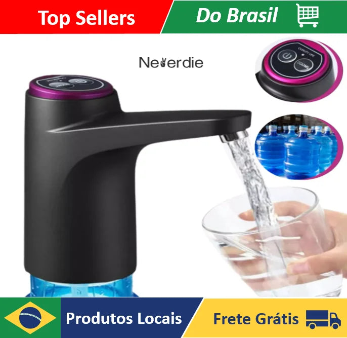 Bomba Elétrica Garrafão Galão Água 20 Litros Dispensador Recarregável USB Premium (2 botão)