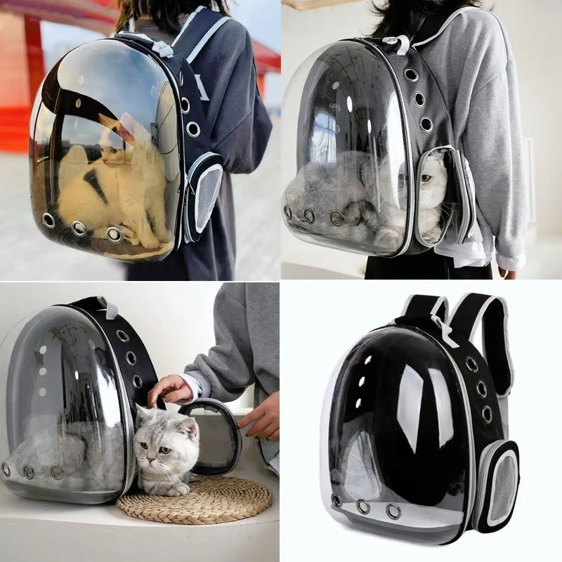 Mochila Pet Visão Panorâmica para Cachorro e Gato - Preta