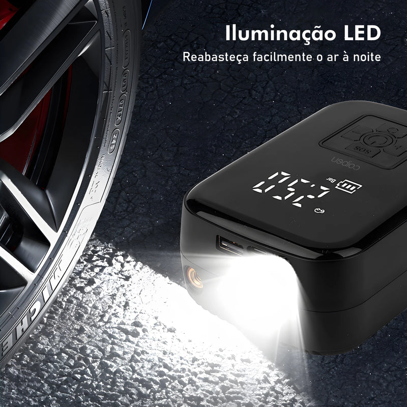 Compressor de ar Portátil, Mini Compressor de ar Portatil, Bomba de Encher Pneu de Carro, Bomba de ar Portátil， Iluminação LED