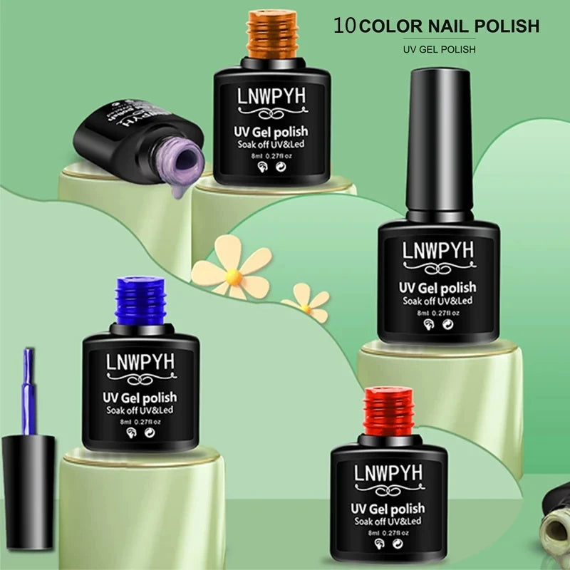 Kit de esmalte em gel com lâmpada uv, máquina elétrica de broca para unhas, kit de base e revestimento superior, conjunto de ferramentas para esmalte em gel