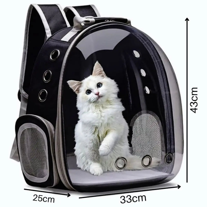 Mochila Pet Visão Panorâmica para Cachorro e Gato - Preta