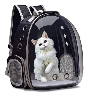 Mochila Pet Visão Panorâmica para Cachorro e Gato - Preta